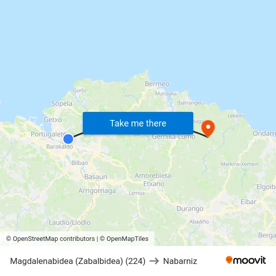 Magdalenabidea (Zabalbidea) (224) to Nabarniz map