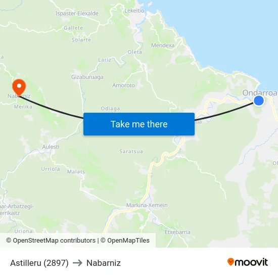 Astilleru (2897) to Nabarniz map
