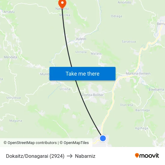 Dokaitz/Donagarai (2924) to Nabarniz map
