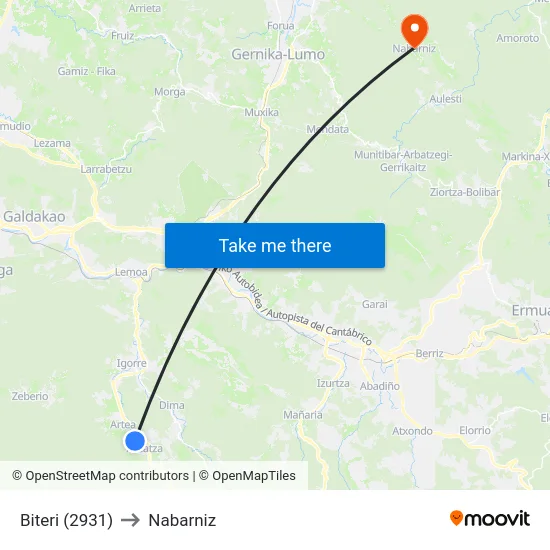 Biteri (2931) to Nabarniz map