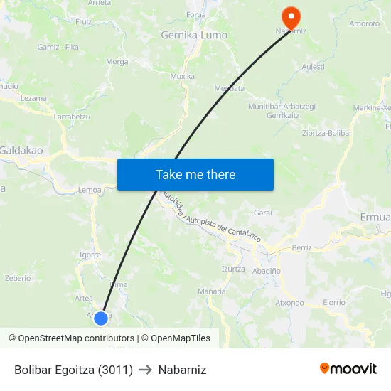 Bolibar Egoitza (3011) to Nabarniz map