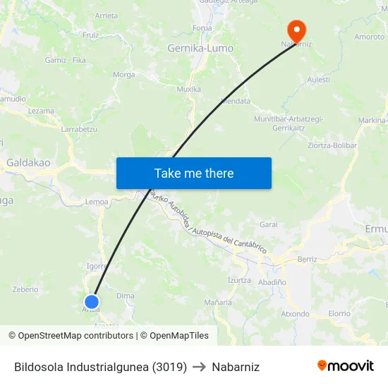 Bildosola Industrialgunea (3019) to Nabarniz map