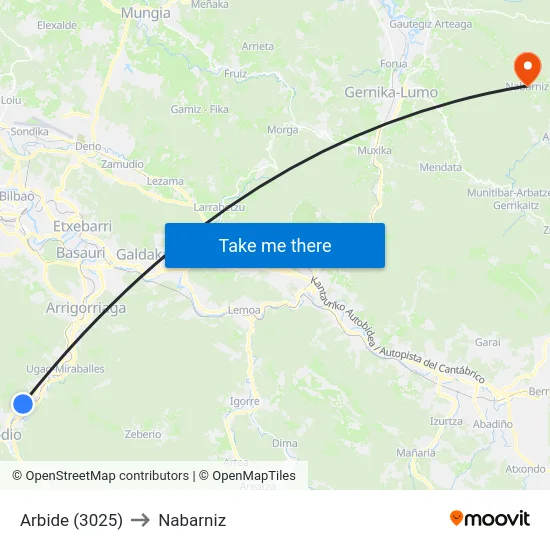 Arbide (3025) to Nabarniz map