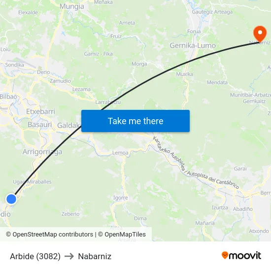 Arbide (3082) to Nabarniz map