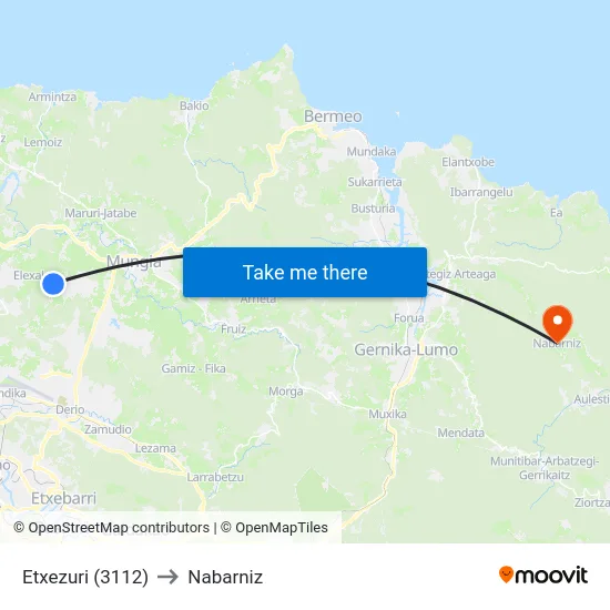 Etxezuri (3112) to Nabarniz map