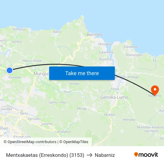 Mentxakaetas (Erreskondo) (3153) to Nabarniz map