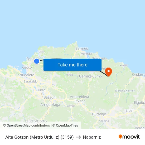 Aita Gotzon (Metro Urduliz) (3159) to Nabarniz map