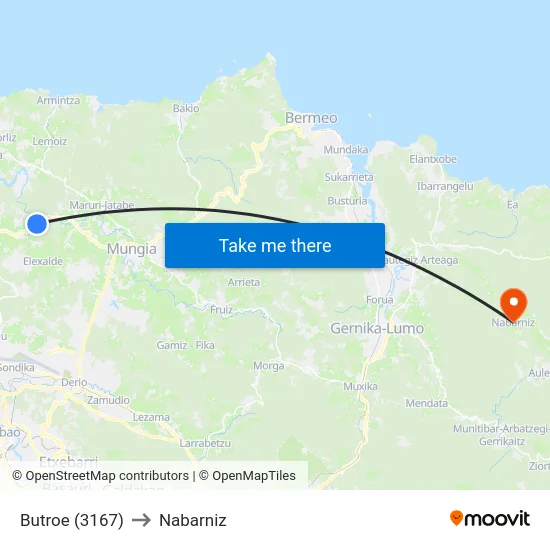 Butroe (3167) to Nabarniz map
