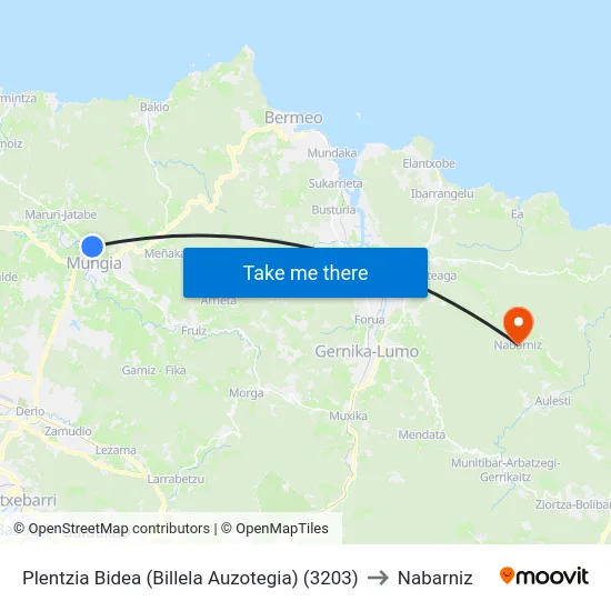 Plentzia Bidea (Billela Auzotegia) (3203) to Nabarniz map