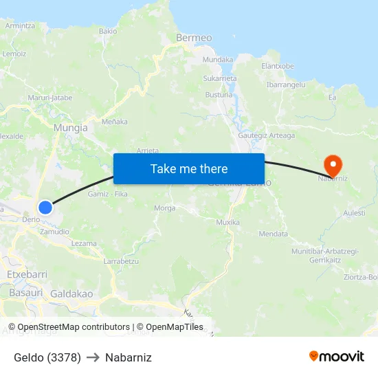 Geldo (3378) to Nabarniz map