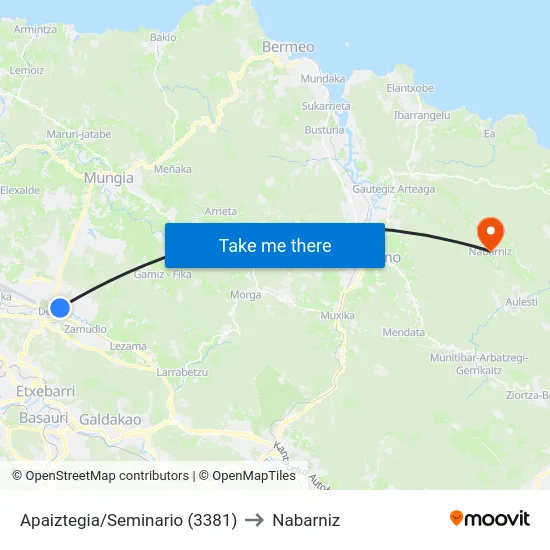 Apaiztegia/Seminario (3381) to Nabarniz map
