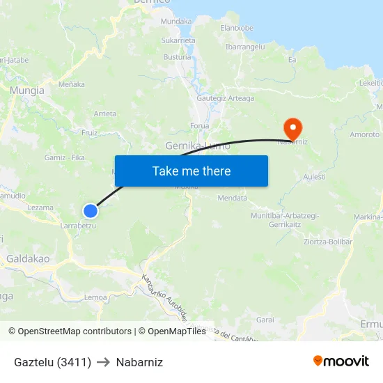 Gaztelu (3411) to Nabarniz map