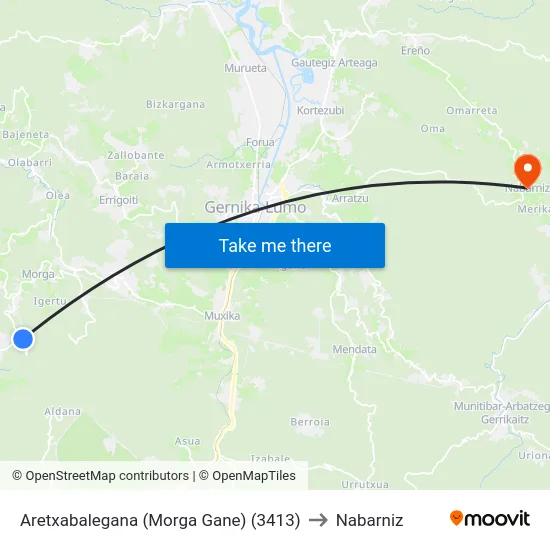 Aretxabalegana (Morga Gane) (3413) to Nabarniz map