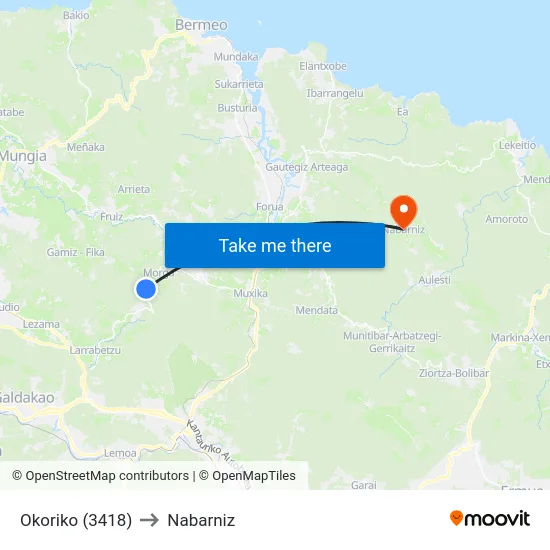 Okoriko (3418) to Nabarniz map