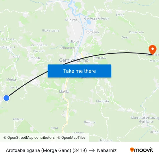 Aretxabalegana (Morga Gane) (3419) to Nabarniz map