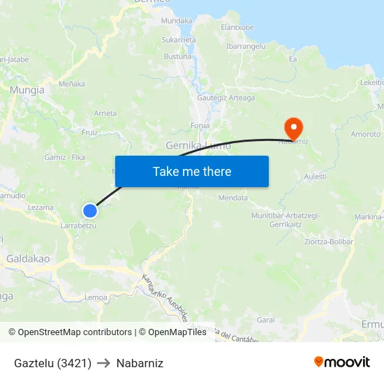 Gaztelu (3421) to Nabarniz map