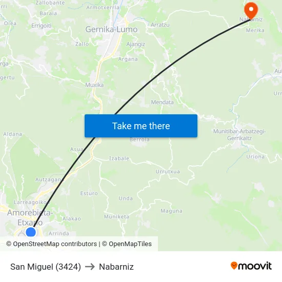 San Miguel (3424) to Nabarniz map