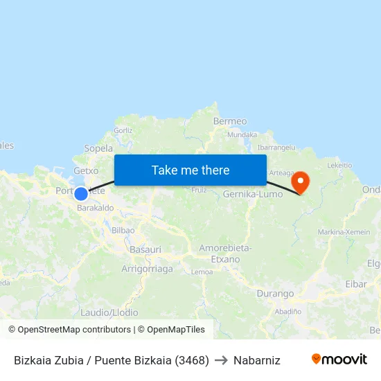 Bizkaia Zubia / Puente Bizkaia (3468) to Nabarniz map