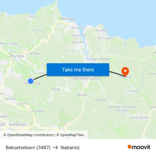 Bekoetxebarri (3487) to Nabarniz map