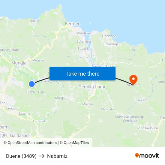 Duene (3489) to Nabarniz map