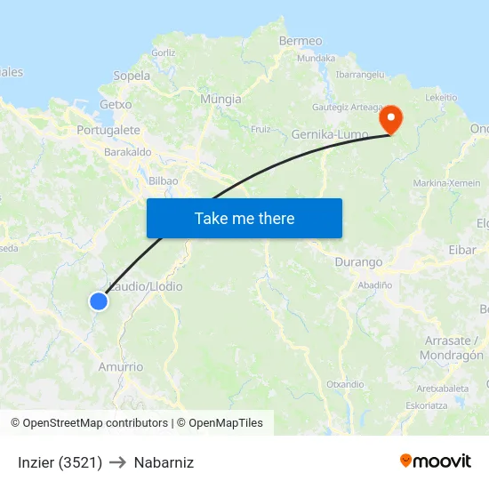 Inzier (3521) to Nabarniz map