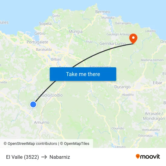 El Valle (3522) to Nabarniz map