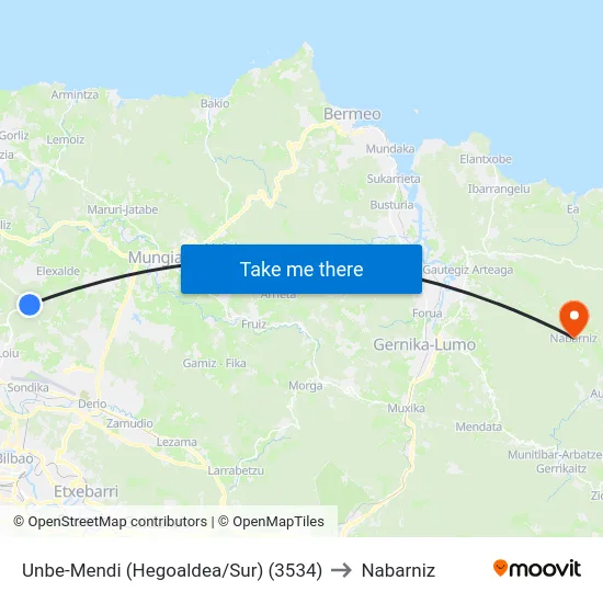 Unbe-Mendi (Hegoaldea/Sur) (3534) to Nabarniz map