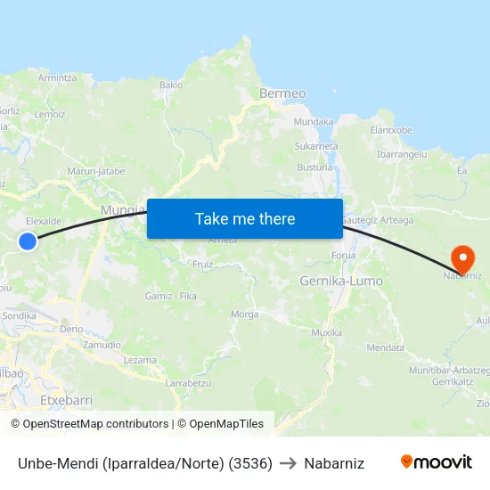 Unbe-Mendi (Iparraldea/Norte) (3536) to Nabarniz map