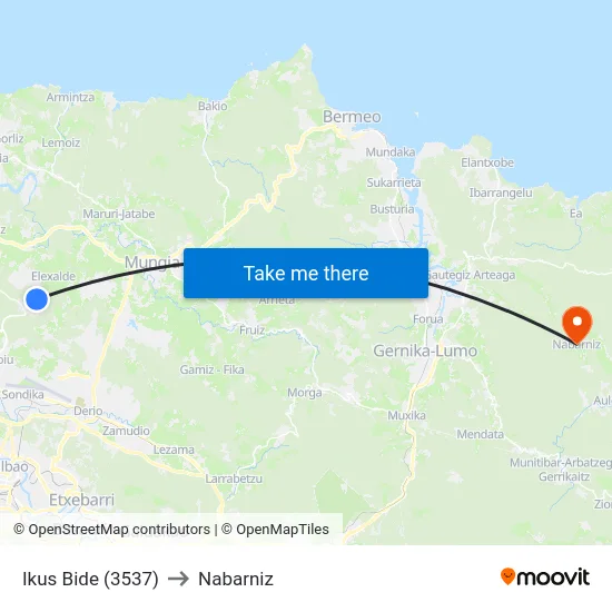 Ikus Bide (3537) to Nabarniz map