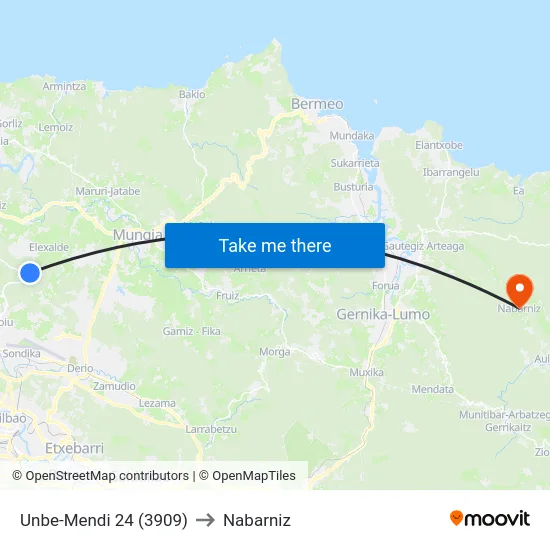 Unbe-Mendi 24 (3909) to Nabarniz map
