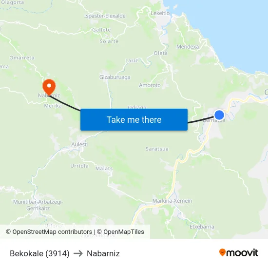 Bekokale (3914) to Nabarniz map