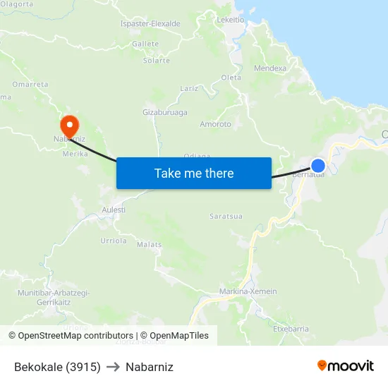 Bekokale (3915) to Nabarniz map