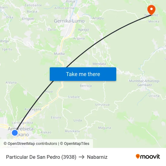 Particular De San Pedro (3938) to Nabarniz map