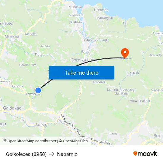 Goikolexea (3958) to Nabarniz map