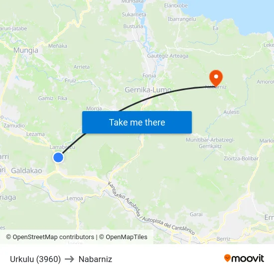 Urkulu (3960) to Nabarniz map