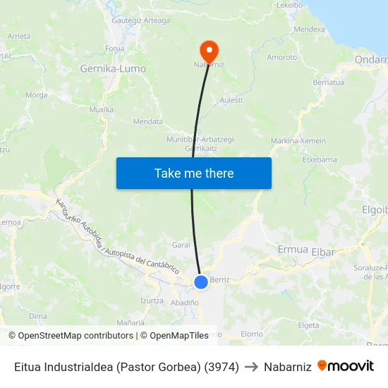 Eitua Industrialdea (Pastor Gorbea) (3974) to Nabarniz map