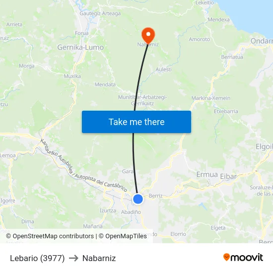 Lebario (3977) to Nabarniz map