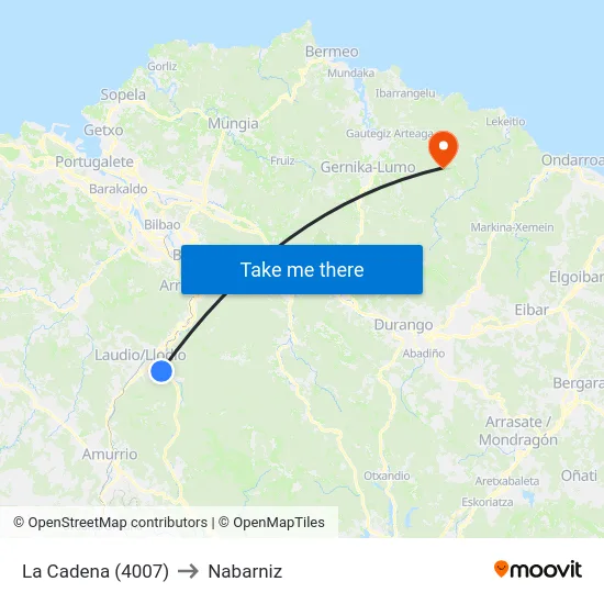 La Cadena (4007) to Nabarniz map