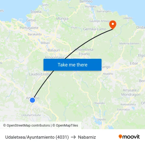 Udaletxea/Ayuntamiento (4031) to Nabarniz map