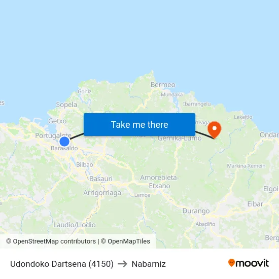 Udondoko Dartsena (4150) to Nabarniz map