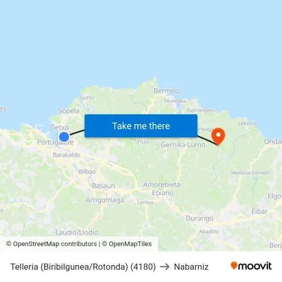 Telleria (Biribilgunea/Rotonda) (4180) to Nabarniz map