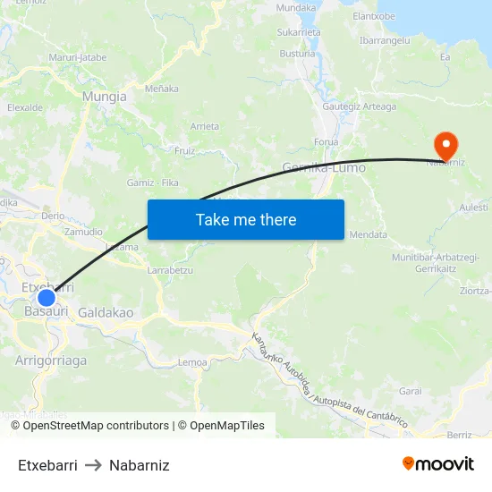 Etxebarri to Nabarniz map