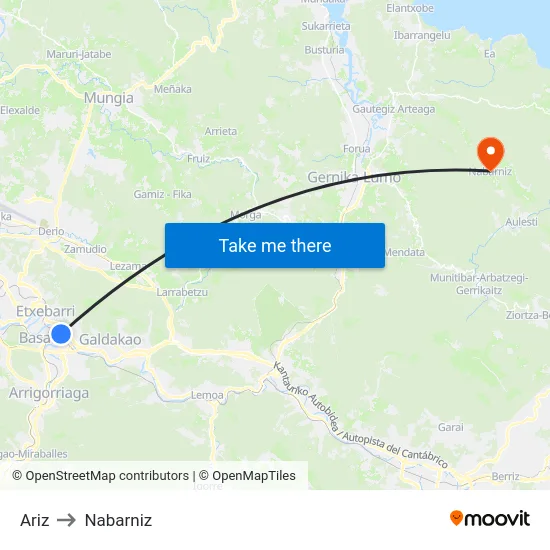 Ariz to Nabarniz map