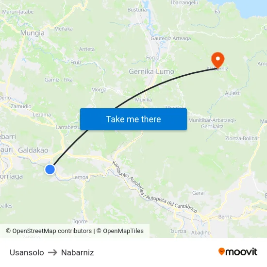 Usansolo to Nabarniz map