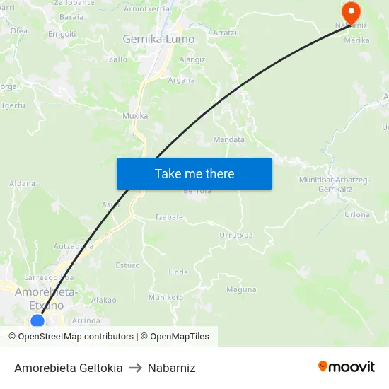 Amorebieta Geltokia to Nabarniz map