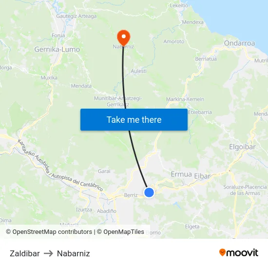 Zaldibar to Nabarniz map