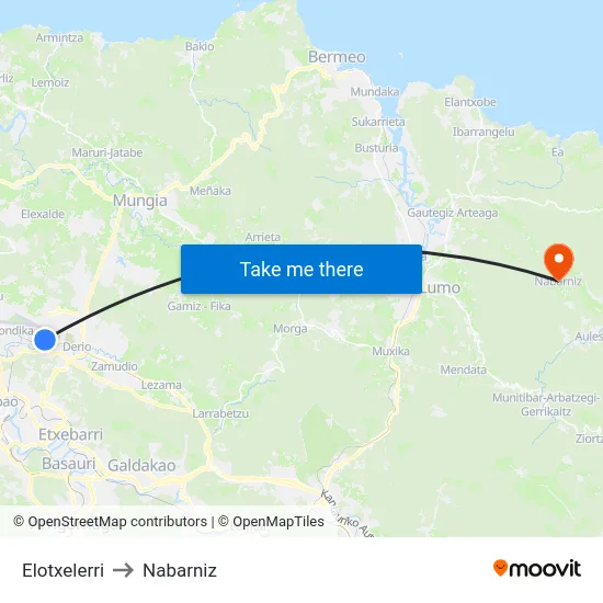 Elotxelerri to Nabarniz map