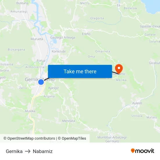 Gernika to Nabarniz map