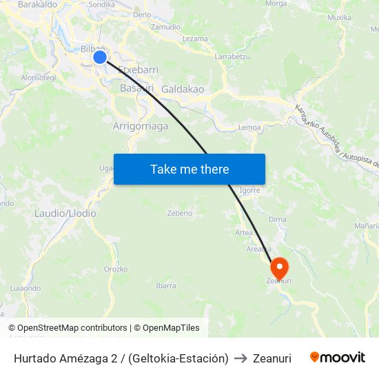 Hurtado Amézaga 2 / (Geltokia-Estación) to Zeanuri map