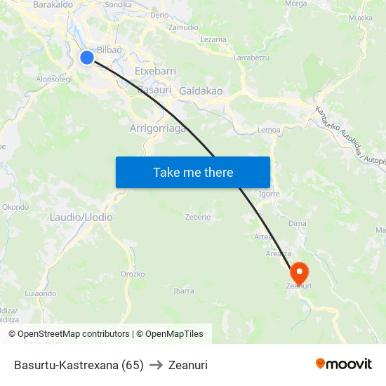 Basurtu-Kastrexana (65) to Zeanuri map